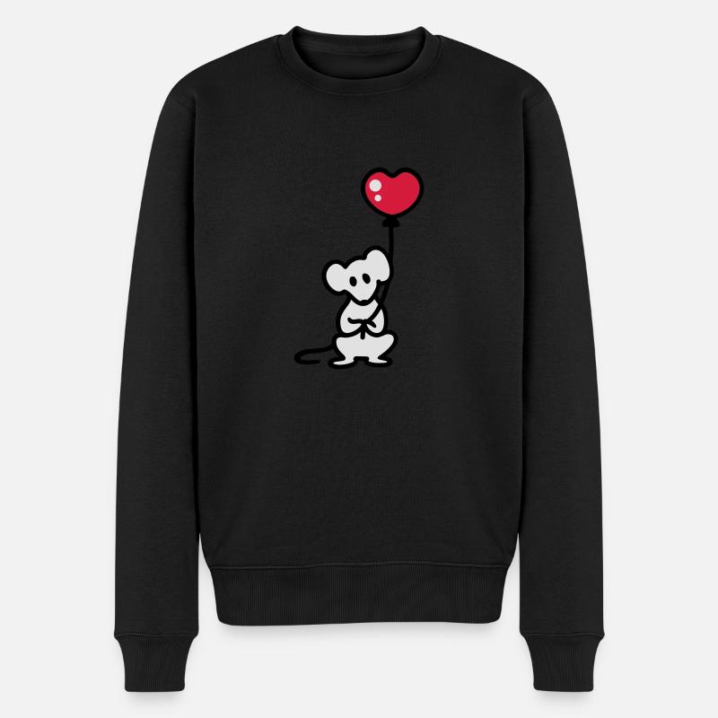 Maus + Ballon - Männer Premium Bio Pullover - Schwarz