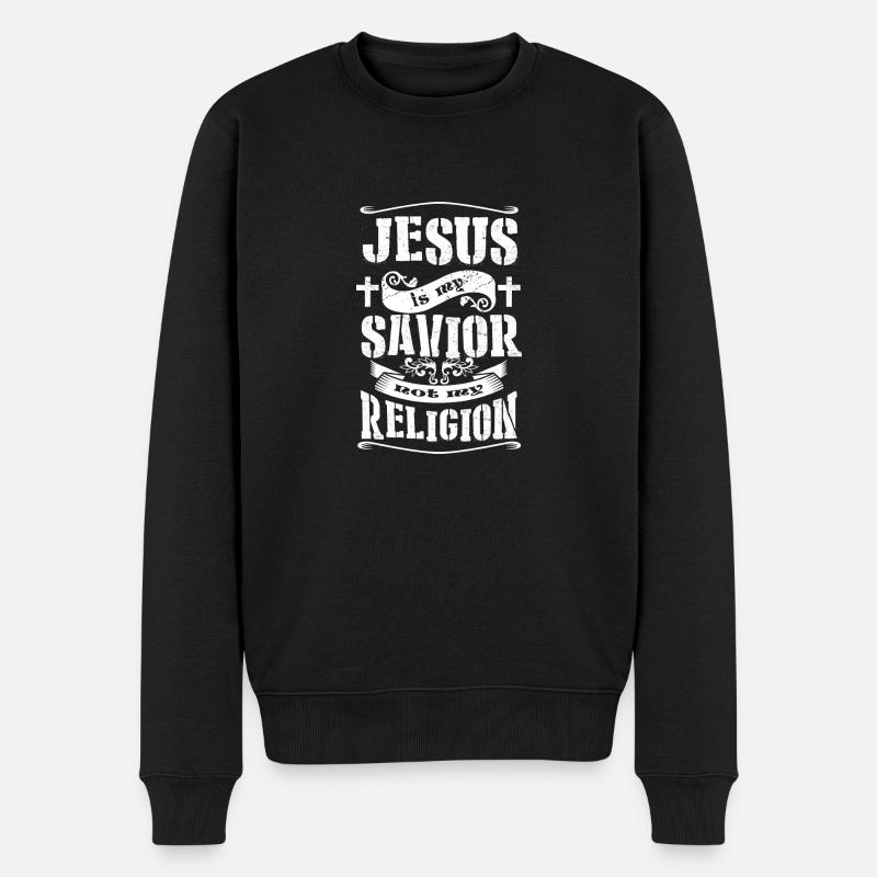 Jesus is my savior - Männer Premium Bio Pullover - Schwarz