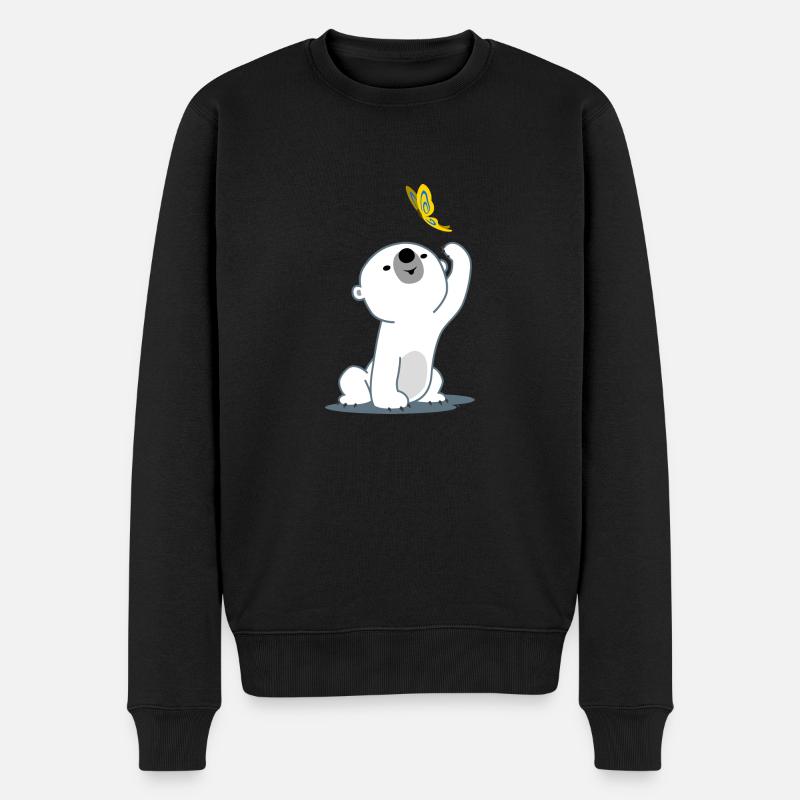 Niedlicher Trickfilm Eisbärbaby Cheerful Madness!! - Männer Premium Bio Pullover - Schwarz