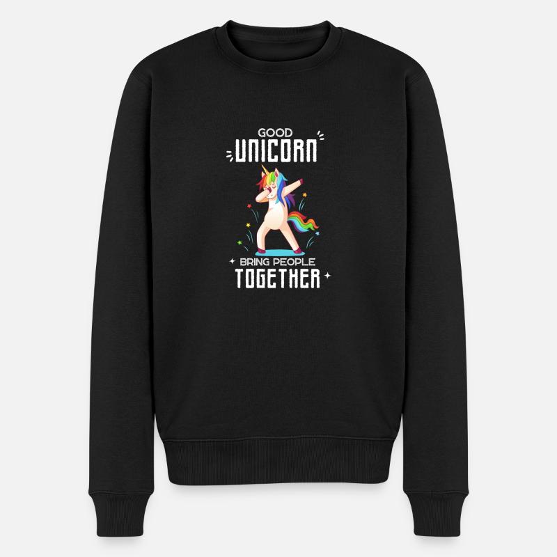 lustiges Einhorn Design - Männer Premium Bio Pullover - Schwarz