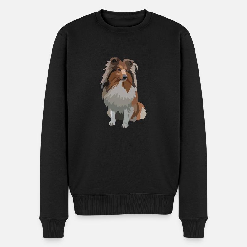 Sheltie Collie Zeichnung Hund - Männer Premium Bio Pullover - Schwarz