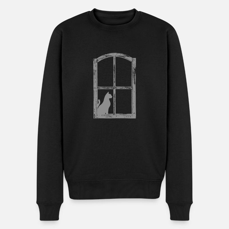 Katze - Männer Premium Bio Pullover - Schwarz