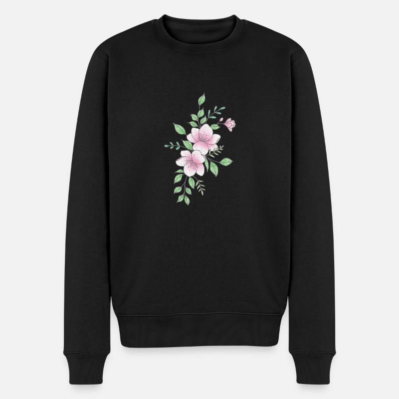 Fleur rose blanche - Pull Premium bio Homme - noir
