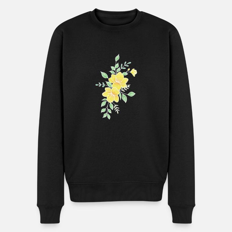 Orange-gelbe Blüte - Männer Premium Bio Pullover - Schwarz