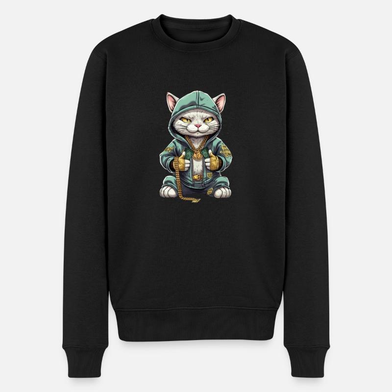 Chat hip hop - Pull Premium bio Homme - noir
