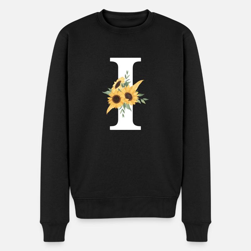 Buchstabe i blumiges Tourmesol - Männer Premium Bio Pullover - Schwarz