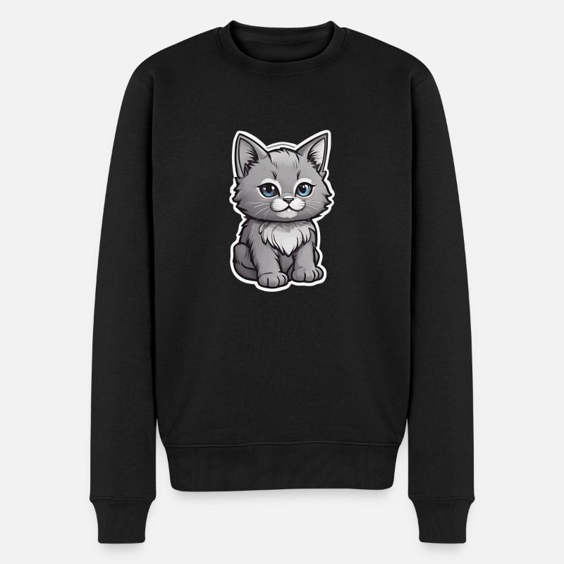 Niedliches Kätzchen-Design - Männer Premium Bio Pullover - Schwarz