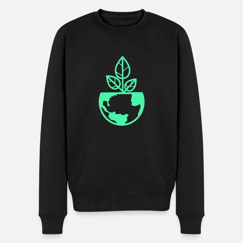 planet erde pflanze - Männer Premium Bio Pullover - Schwarz