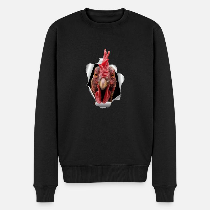 Huhn zerreißt Papier - Männer Premium Bio Pullover - Schwarz