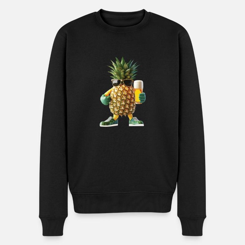 Ananas Bier - Männer Premium Bio Pullover - Schwarz