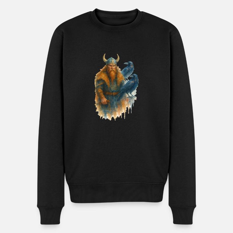 wikinger rabe - Männer Premium Bio Pullover - Schwarz