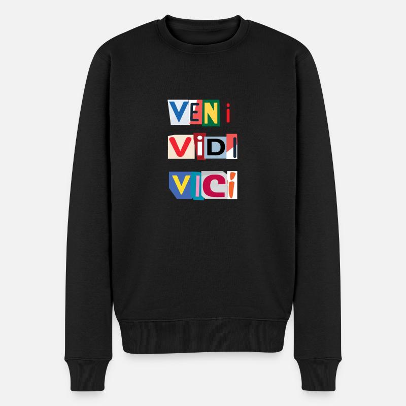 Veni Brief in Zeitungen - Männer Premium Bio Pullover - Schwarz