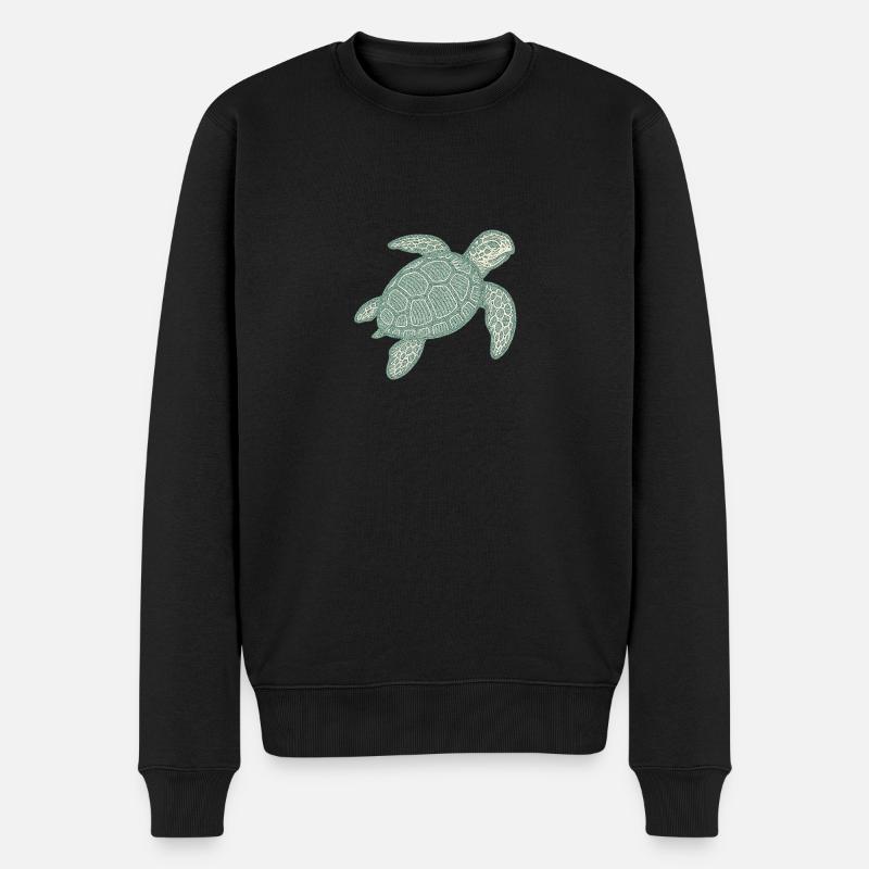 Stick-Schildkröte - Männer Premium Bio Pullover - Schwarz