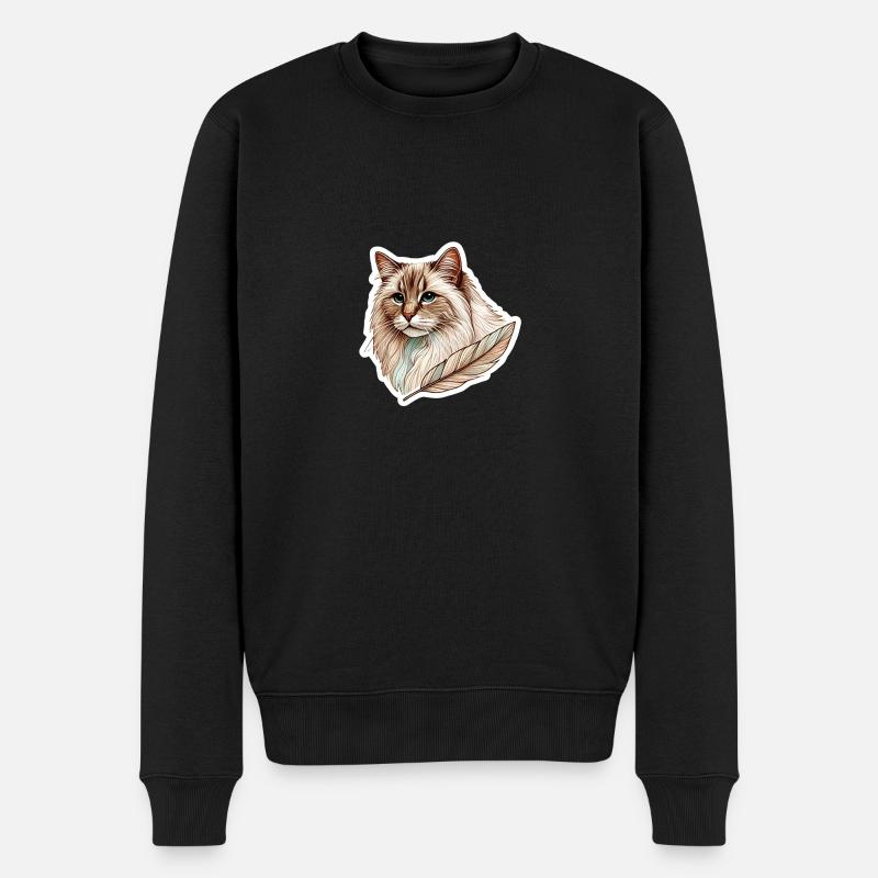 Chat élégant - Compagnon plume - Pull Premium bio Homme - noir