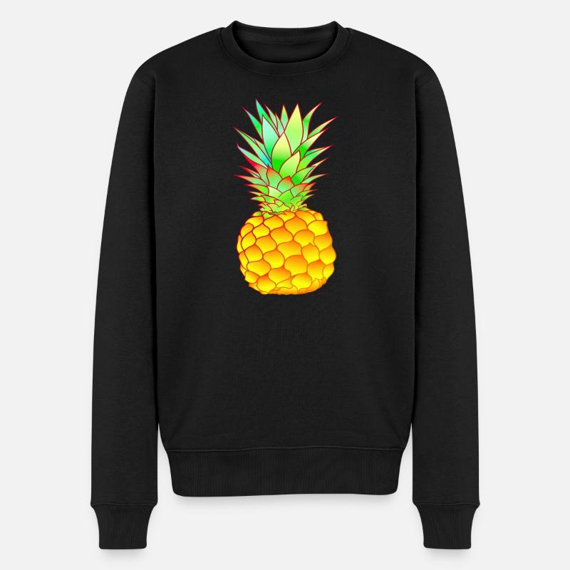 tropische Ananas farbenfroh - Männer Premium Bio Pullover - Schwarz