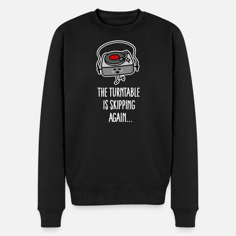 Vinyl Schallplatte Plattenspieler springt wieder - Männer Premium Bio Pullover - Schwarz