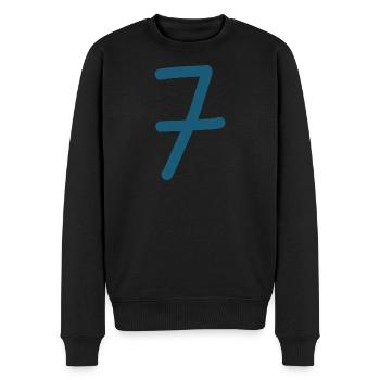 7 Nummer sieben Zahl Geburtstag - Männer Premium Bio Pullover - Schwarz - Vorne - Nico (187cm)
