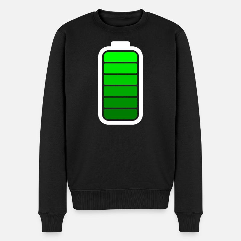 BATTERIE PLEINE - Blanc - Pull Premium bio Homme - noir