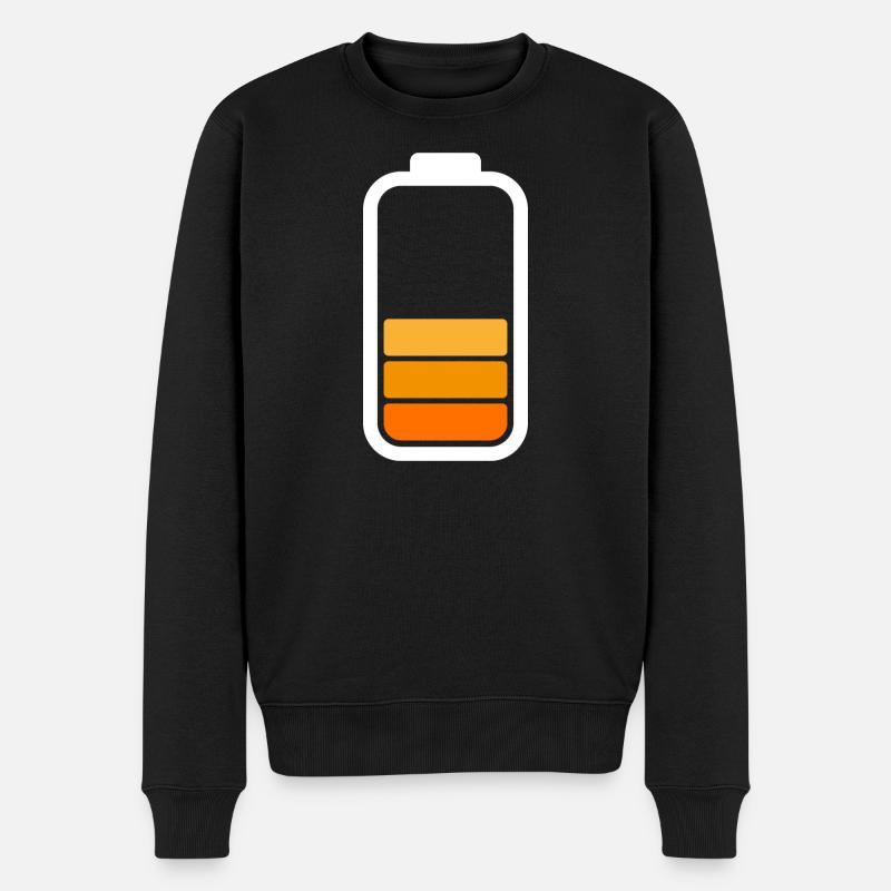 HALF BATTERY - White - Männer Premium Bio Pullover - Schwarz