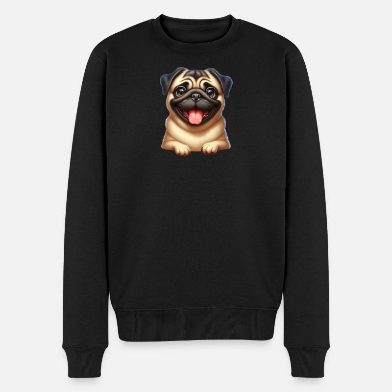 Un carlin heureux - Pull Premium bio Homme - noir