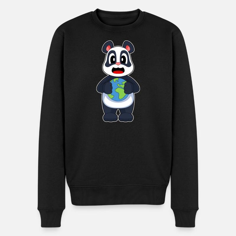 Panda Erde - Männer Premium Bio Pullover - Schwarz