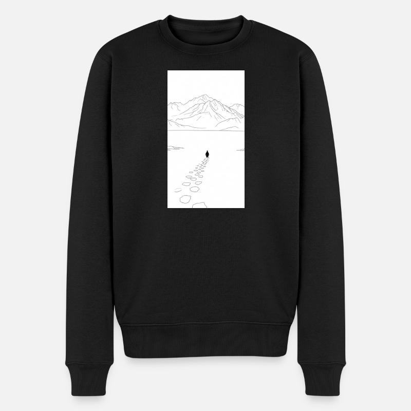 Einsamer Spaziergang in die Berge - Männer Premium Bio Pullover - Schwarz