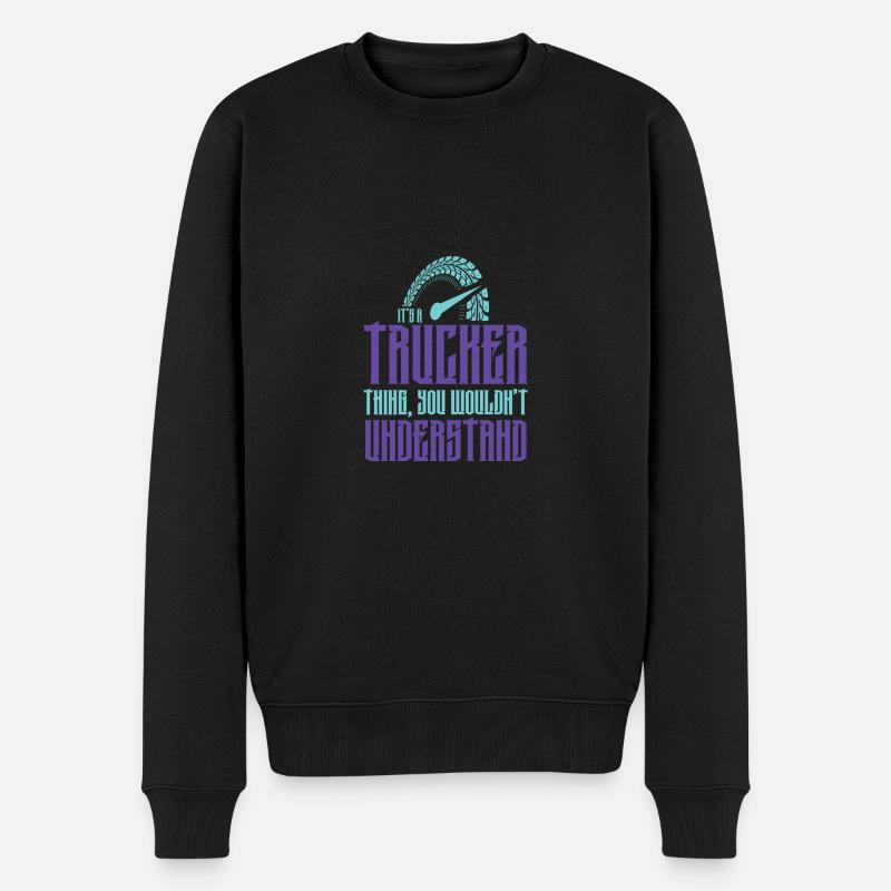 trucker lustiger spruch - Männer Premium Bio Pullover - Schwarz