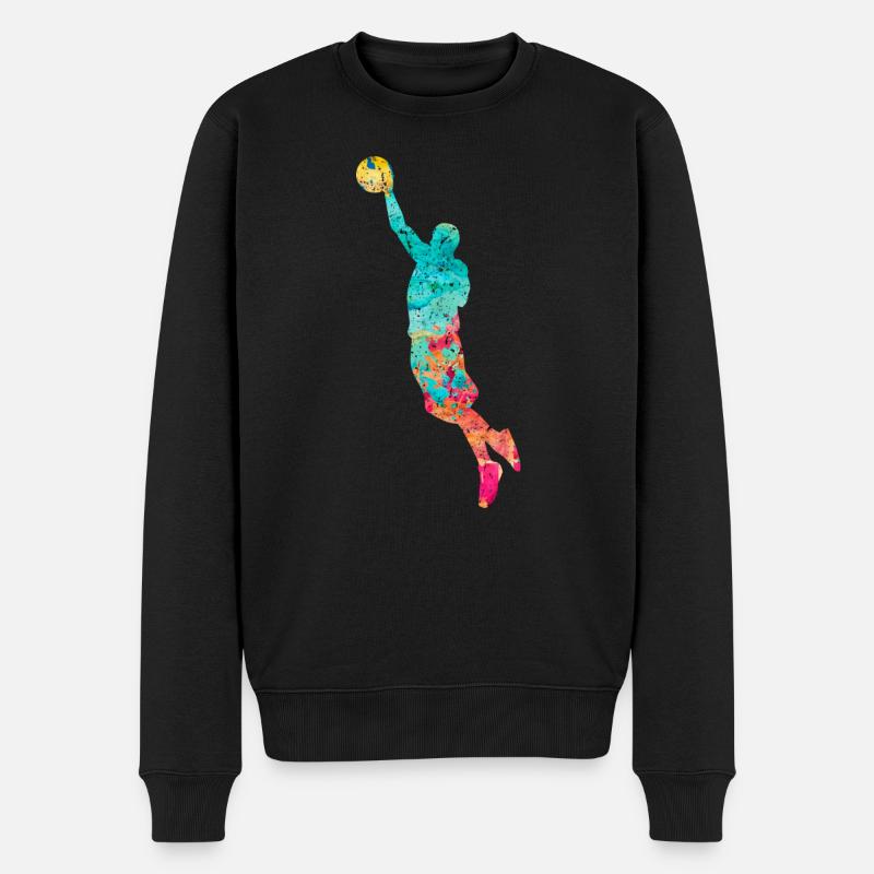 Basketball Player - PopArt - Männer Premium Bio Pullover - Schwarz
