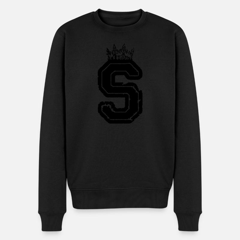 buchstabe S krone - Männer Premium Bio Pullover - Schwarz