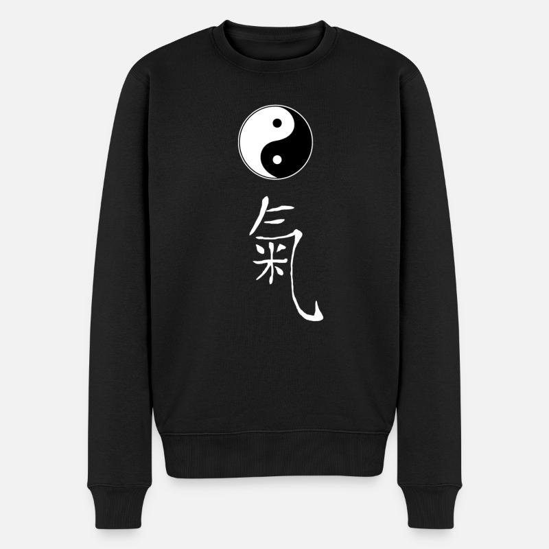 yin yang qi - Männer Premium Bio Pullover - Schwarz