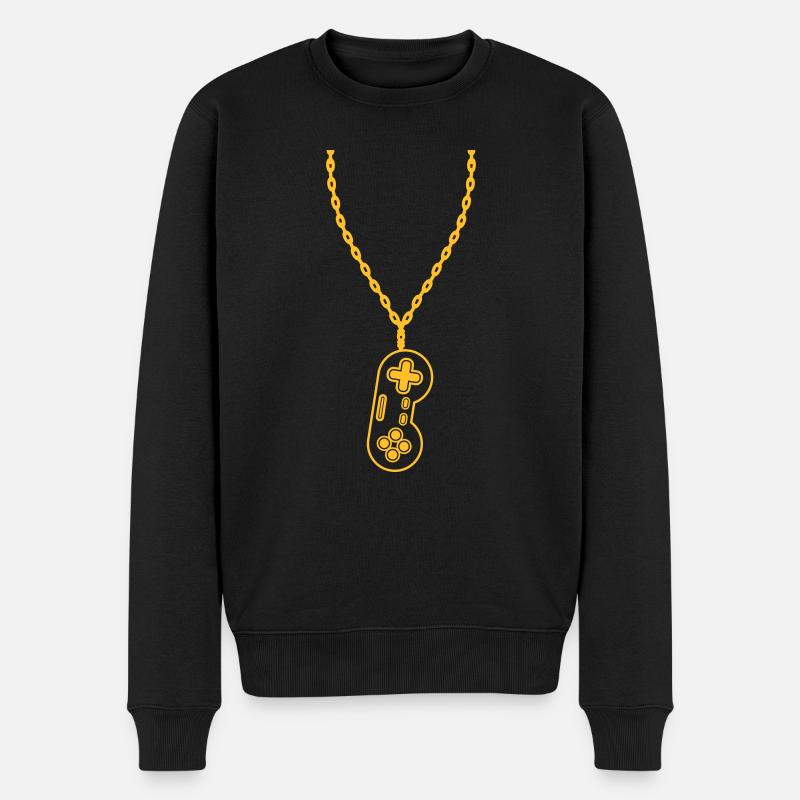 Halskette Schmuck alter Controller - Männer Premium Bio Pullover - Schwarz