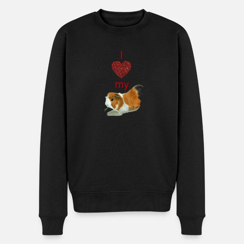 I love my guinea pig - Männer Premium Bio Pullover - Schwarz