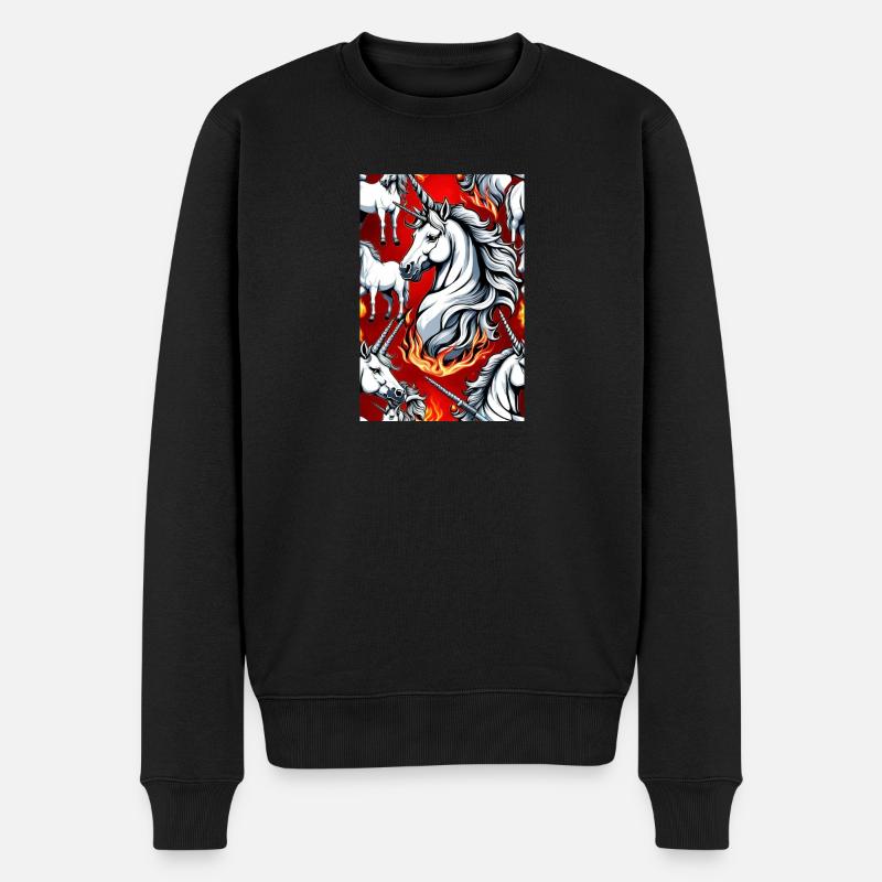 White Animals Einhorn - Männer Premium Bio Pullover - Schwarz