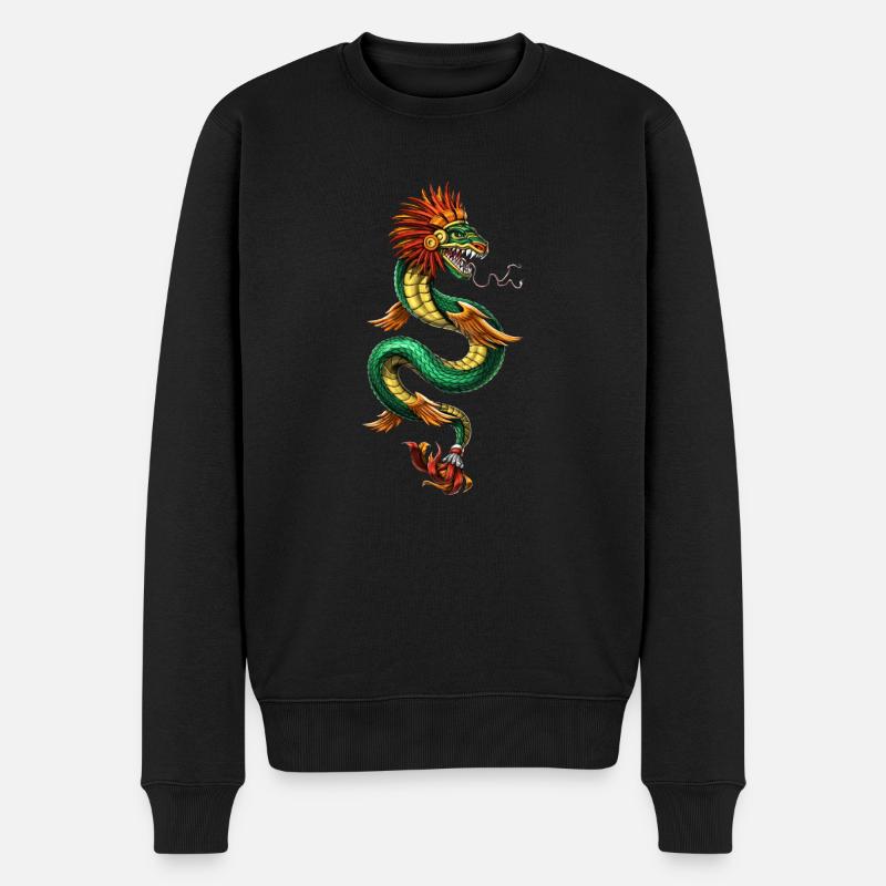 Quetzalcoatl Aztekisk befjädrad ormgud - Ekologisk premiumtröja herr - svart