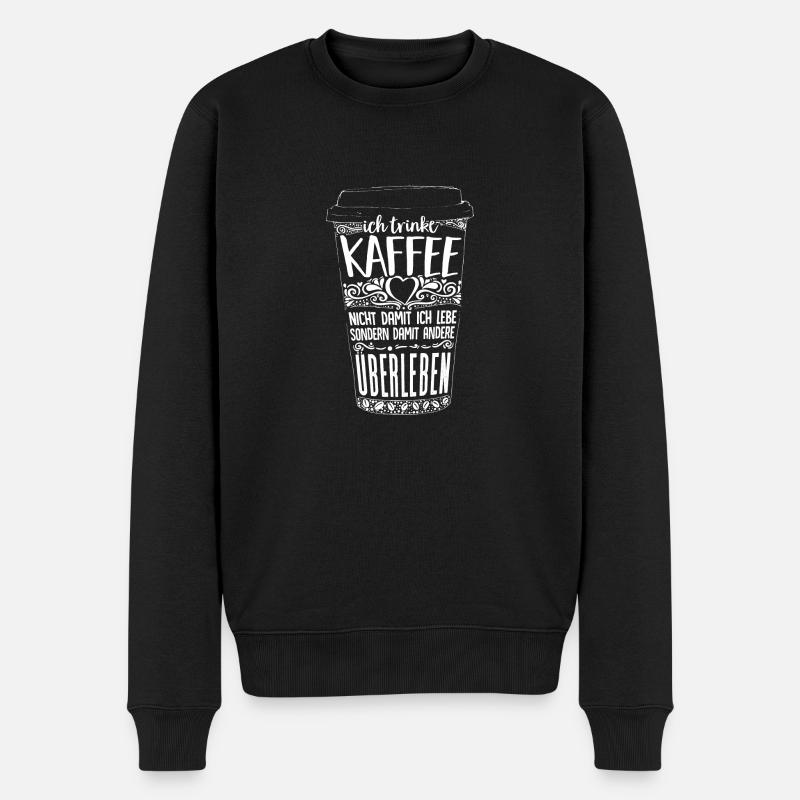 Kaffee- Überleben - Männer Premium Bio Pullover - Schwarz