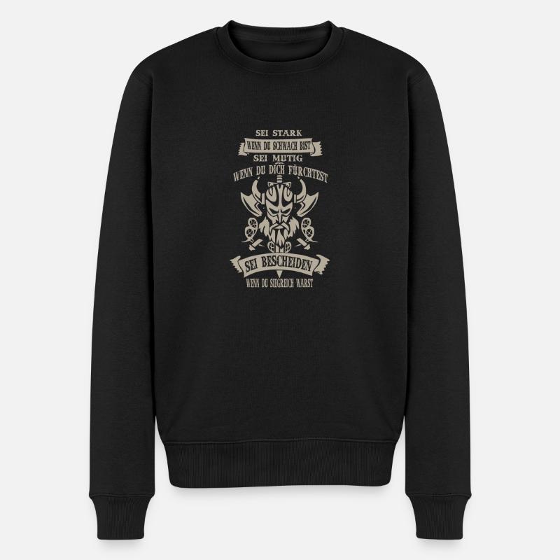 Wikinger sei stark - Männer Premium Bio Pullover - Schwarz