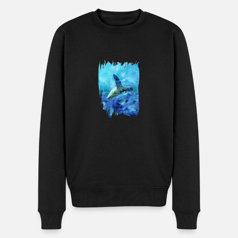 Schildkröte im Meer - Männer Premium Bio Pullover - Schwarz