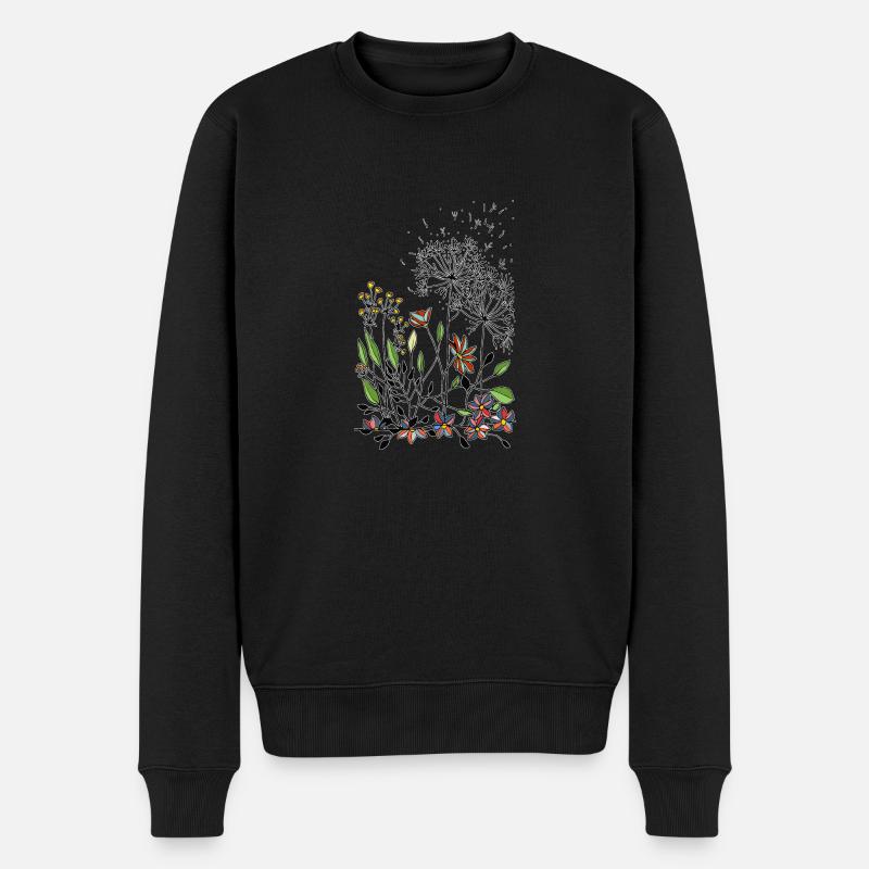 Blumen - Männer Premium Bio Pullover - Schwarz