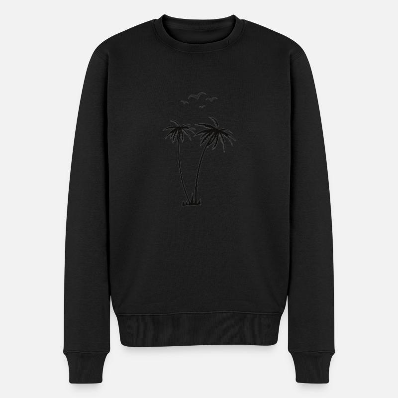 Palmen und Vögel - Männer Premium Bio Pullover - Schwarz