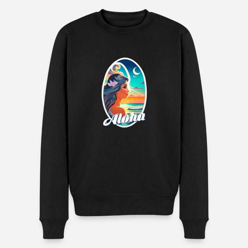 Aloha - Surfen - Retro - Männer Premium Bio Pullover - Schwarz
