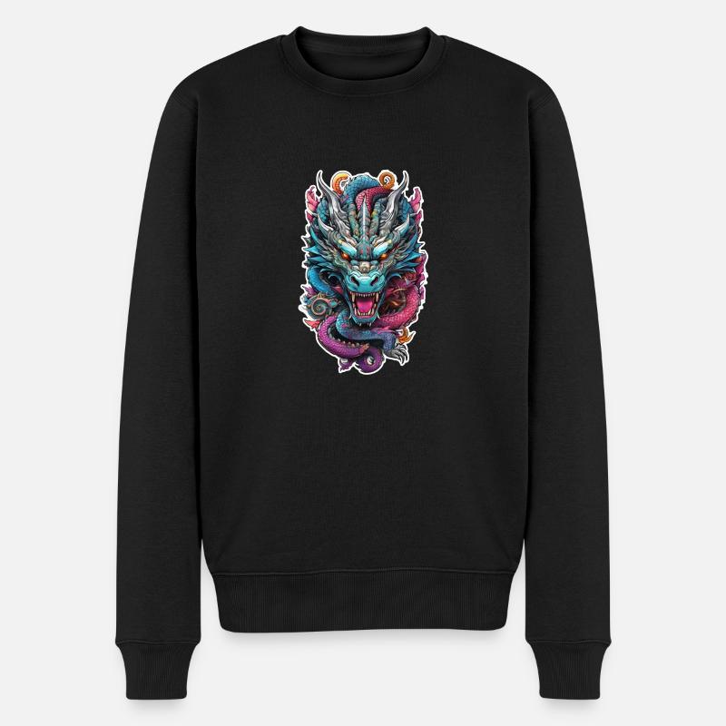Asiatischer Drache - Japan - Chinesisch - Männer Premium Bio Pullover - Schwarz