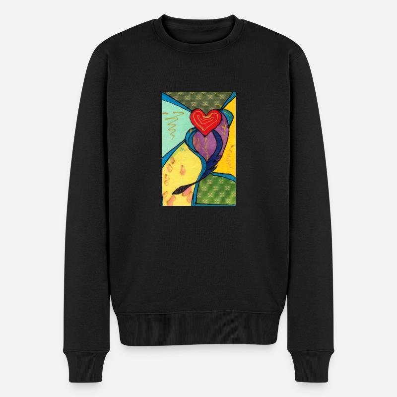 Herz - Männer Premium Bio Pullover - Schwarz