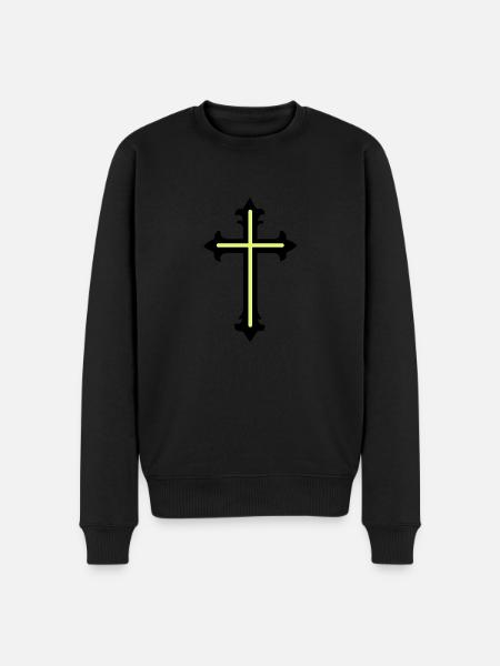 Cross Symbol Line - Men's Premium Organic Jumper - black