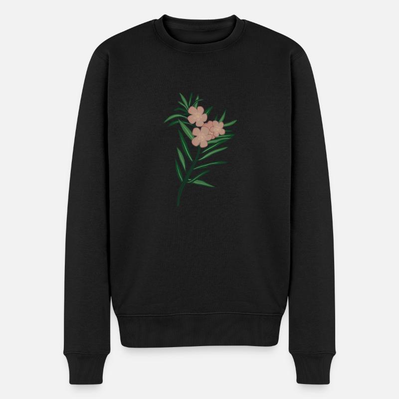 Branche rose Fleur de laurier-rose - Pull Premium bio Homme - noir