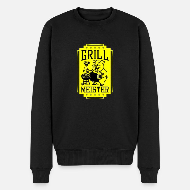 Grillmeister Ferkel Grillen - Männer Premium Bio Pullover - Schwarz