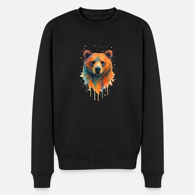 Bär Aquarell - Männer Premium Bio Pullover - Schwarz