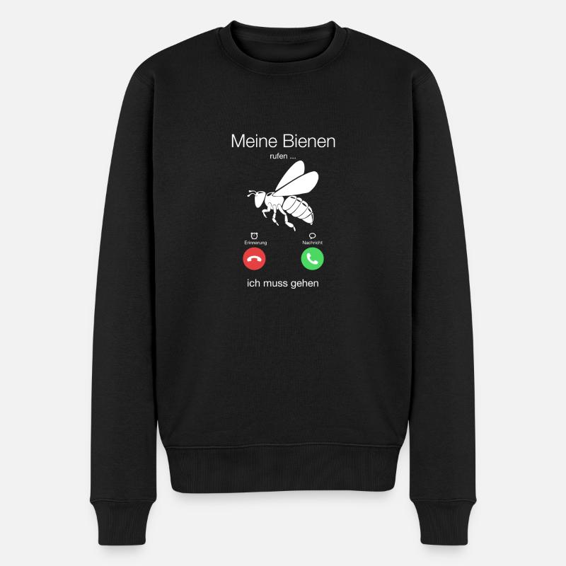 T-Shirt Geschenk - Imker Bienen rufen, muss gehen - Männer Premium Bio Pullover - Schwarz