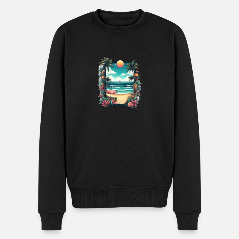 Summer Beach - Männer Premium Bio Pullover - Schwarz