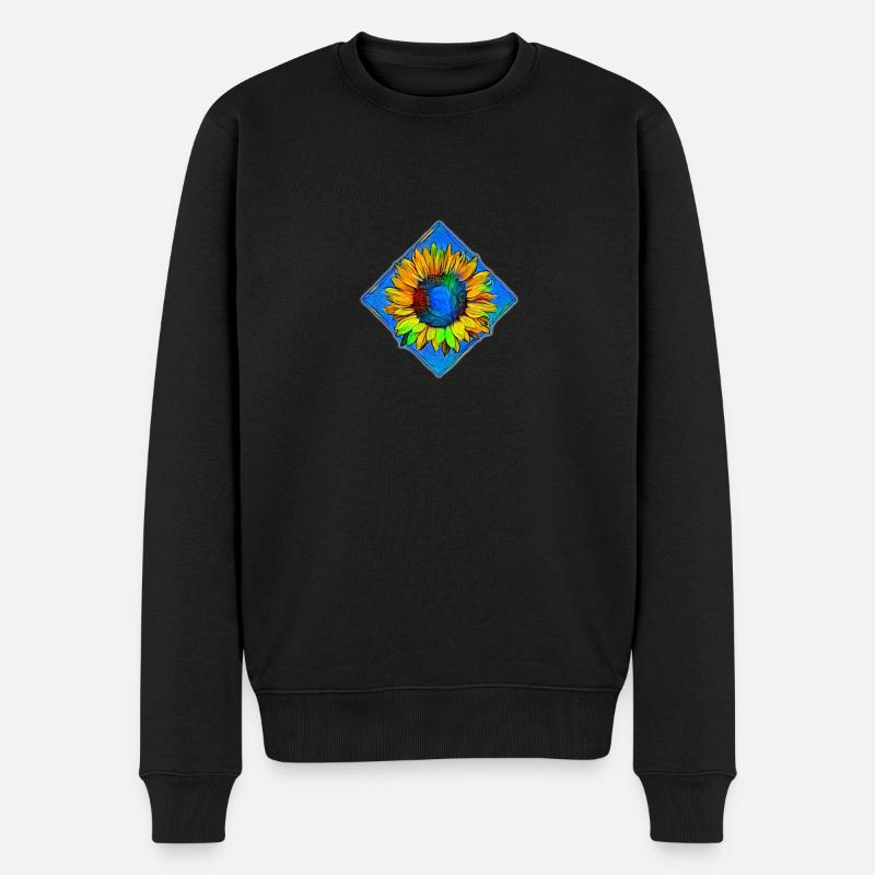Sonnenblume - Männer Premium Bio Pullover - Schwarz