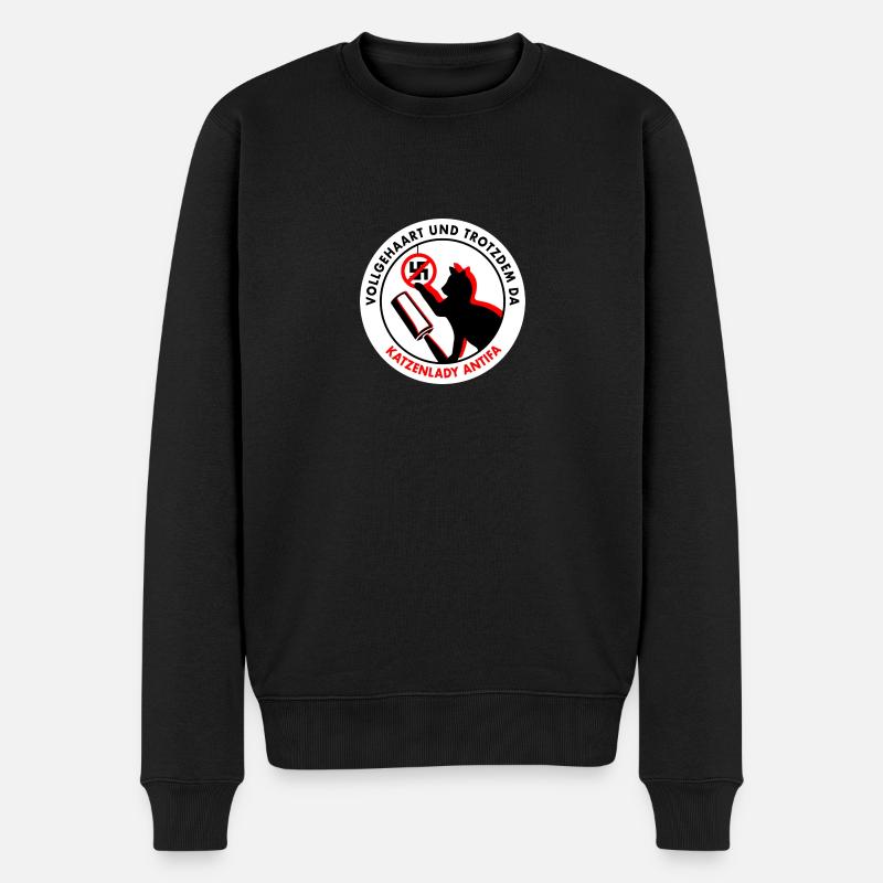 Vollgehaart und trotzdem da: KATZENLADY ANTIFA - Männer Premium Bio Pullover - Schwarz